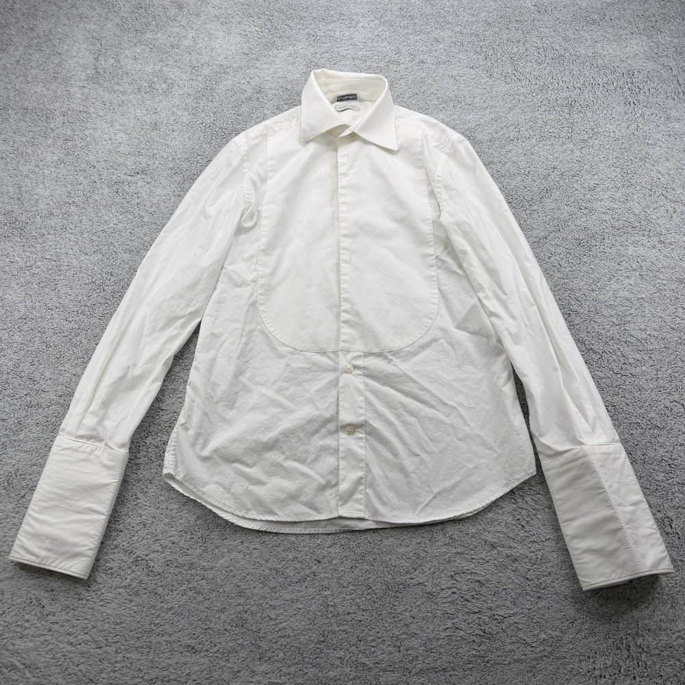Suitsupply Tuxedo Shirt Men 38/15 White Bib Egyptian Cotton Textured French Cuff